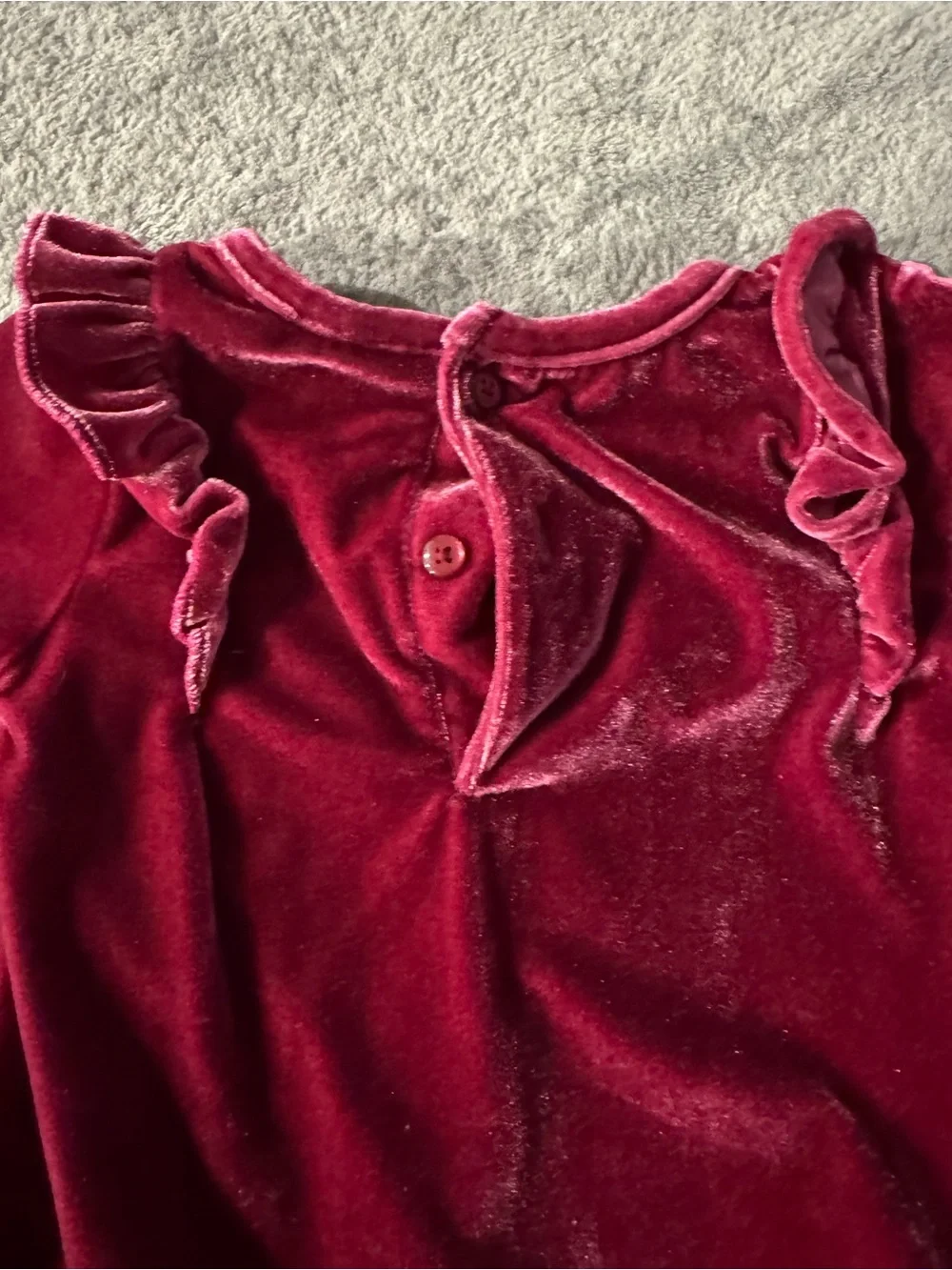 Carter's Burgundy Velvet Ruffle Bodysuit with Floral Leggings